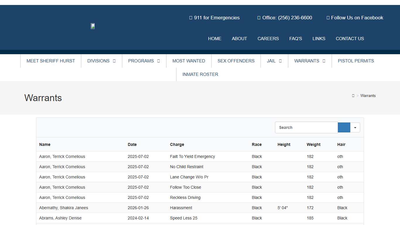 Warrants - Calhoun County Sheriff's Office